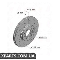 Гальмівний диск 288x25 ZIMMERMANN 100121652 (аналог VAG 4A0615301C для Audi A6 94-04)