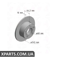 Задній гальмівний диск 245x10 ZIMMERMANN 100121720 (аналог VAG 4A0615601A для VAG Passat B5)