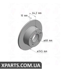 Задний тормозной диск 245x10  ZIMMERMANN 100121720 (аналог VAG 4A0615601A для  VAG Passat B5)