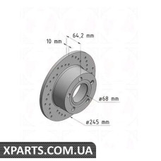 Тормозной диск 245x10  ZIMMERMANN 100121752 (аналог VAG 4A0615601A для  Audi A6)