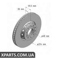 Гальмівний диск 314x30 ZIMMERMANN 100123120 (аналог VAG 441615301AA для Audi A8 94-98)