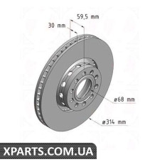 Тормозной диск 314x30  ZIMMERMANN 100123120 (аналог VAG 441615301AA для  Audi A8 94-98)