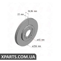 Гальмівний диск передній 256x22 ZIMMERMANN 100123320 (аналог VAG 1J0615301D)