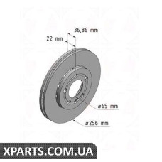 Тормозной диск передний 256x22 ZIMMERMANN 100123320 (аналог VAG 1J0615301D)