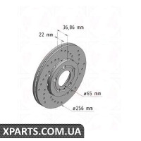 Гальмівний диск 256x22 ZIMMERMANN 100123352 (аналог VAG 1J0615301D для VAG OCTAVIA)