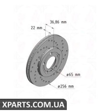 Тормозной диск 256x22  ZIMMERMANN 100123352 (аналог VAG 1J0615301D для  VAG  OCTAVIA)