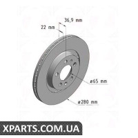 Гальмівний диск 280x22 ZIMMERMANN 100123420 (аналог VAG 1J0615301E)