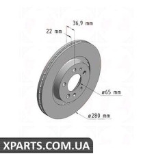 Гальмівний диск 280x22 ZIMMERMANN 100123420 (аналог VAG 1J0615301E)