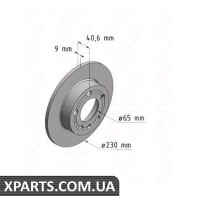 Задній гальмівний диск 232x9 ZIMMERMANN 100123620 (аналог VAG 1J0615601 для VAG Octavia 96)