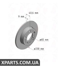 Задний тормозной диск 232x9  ZIMMERMANN 100123620 (аналог VAG 1J0615601 для  VAG  Octavia 96)