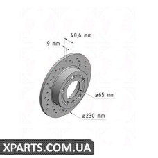 Тормозной диск 232x9  ZIMMERMANN 100123652 (аналог VAG 1J0615601 для  VAG  OCTAVIA 96-)