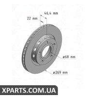 Гальмівний диск 269x22 ZIMMERMANN 100123920 (аналог VAG 4D0615601B для Audi A8 98-02)