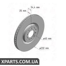 Гальмівний диск 312x25 ZIMMERMANN 100124020 (аналог VAG 8L0615301)