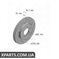Гальмівний диск 256x22 ZIMMERMANN 100124152 (аналог VAG 8L0615601 для VAG GOLF IV 97-03)
