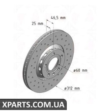 Тормозной диск 312x25  ZIMMERMANN 100124252 (аналог VAG 4B0615301A для  Audi A6 97-04)