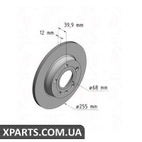 Гальмівний диск 255x12 ZIMMERMANN 100124420 (аналог VAG 8E0615601D)
