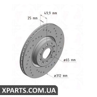 Гальмівний диск Sport/Coat Z 312x25 ZIMMERMANN 100330052 (аналог VAG 1K0615301AA)