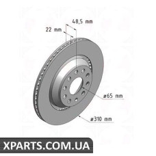 Задний тормозной диск 310x22  ZIMMERMANN 100330920 (аналог VAG 1K0615601N для  VAG GOLF V/PASSAT/EOS)