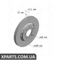 Гальмівний диск 280x22 ZIMMERMANN 100331320 (аналог VAG 3D0615601E)