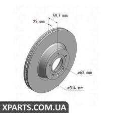 Тормозной диск передний 314x25  ZIMMERMANN 100331720 (аналог VAG 4F0615301D для  Audi A6 2.0/2.7 Tdi Avant 04)