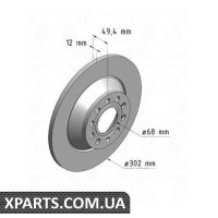 Гальмівний диск 302x12 ZIMMERMANN 100332020 (аналог VAG 4F0615601E)