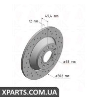 Тормозной диск 302x12  ZIMMERMANN 100332052 (аналог VAG 4F0615601E для  Audi A6)