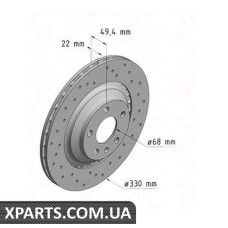 Тормозной диск 330x22  ZIMMERMANN 100332152 (аналог VAG 4F0615601F для  Audi A6 42 QUATTRO)