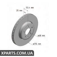 Гальмівний диск 314x25 ZIMMERMANN 100333020 (аналог VAG 8K0615301 для Audi A4)