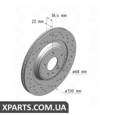 Гальмівний диск 330x22 ZIMMERMANN 100333452 (аналог VAG 8K0615601C для Audi A5)