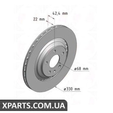 Диск гальмівний 330x22 ZIMMERMANN 100333620 (аналог VAG 4F0615601B для Audi A6 ALLROAD)