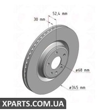 Тормозной диск передний 345x30  ZIMMERMANN 100335620 (аналог PORSCHE 95B615301B для  Audi A6/A7/Q5 08-)