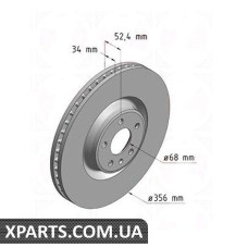 Гальмівний диск 356x34 ZIMMERMANN 100335720 (аналог VAG 4G0615301A для Audi A6)