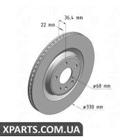 Гальмівний диск 330x22 ZIMMERMANN 100335820 (аналог PORSCHE 95B615601A для Audi A4/A5/A6/A8/Q5 R 09-13)