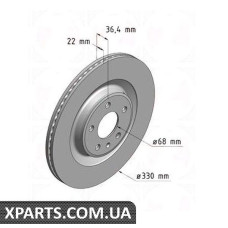 Тормозной диск 330x22  ZIMMERMANN 100335820 (аналог PORSCHE 95B615601A для  Audi A4/A5/A6/A8/Q5 R 09- 13)