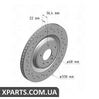 Гальмівний диск 330x22 ZIMMERMANN 100335852 (аналог PORSCHE 95B615601A)
