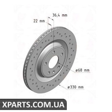 Тормозной диск 330x22 ZIMMERMANN 100335852 (аналог PORSCHE 95B615601A)