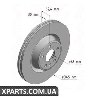 Диск гальмівний 345x30 ZIMMERMANN 100335920 (аналог AUDI 4G0615301B для Audi A6 ALLROAD)