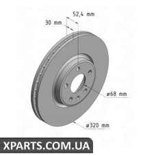 Гальмівний диск 320x30 ZIMMERMANN 100336120 (аналог AUDI 8R0615301C для VAG Q58R 2.0 TFSI-3.0DTI quattro)