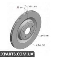 Гальмівний диск 356x22 ZIMMERMANN 100336220 (аналог AUDI 4H0615601L)