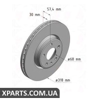 Гальмівний диск ZIMMERMANN 100337720 (аналог VAG 80A615301E для Audi A4)