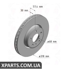 Тормозной диск   ZIMMERMANN 100337720 (аналог VAG 80A615301E для  Audi A4)