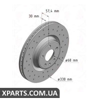 Гальмівний диск 338x30 ZIMMERMANN 100337852 (аналог VAG 80A615301F для Audi A4)