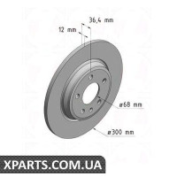 Гальмівний диск 300x12 ZIMMERMANN 100337920 (аналог VAG 80A615601B для Audi A4)