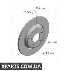 Тормозной диск 300x12  ZIMMERMANN 100337920 (аналог VAG 80A615601B для  Audi A4)