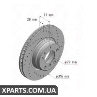 Гальмівний диск 316x28 ZIMMERMANN 150127952 (аналог BMW 34111162093 для BMW, MINI 7 E38 94-01)