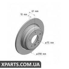 Тормозной диск 298x10  ZIMMERMANN 150128520 (аналог BMW 34211163835 для  BMW, MINI 5 E39 95-03)