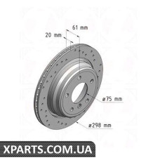Тормозной диск 298x20  ZIMMERMANN 150128652 (аналог BMW 34211163153 для  BMW, MINI 5 E39 95-03.)