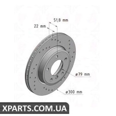 Тормозной диск 300x22  ZIMMERMANN 150128852 (аналог BMW 34111164539 для  BMW, MINI 3 E46 98-05)