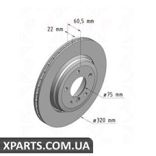 Тормозной диск 320x22  ZIMMERMANN 150129520 (аналог BMW 34201166073 для  BMW, MINI 3 E46 99-06)