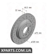 Тормозной диск 320x22  ZIMMERMANN 150129552 (аналог BMW 34201166073 для  BMW, MINI 3 E46 99-06)